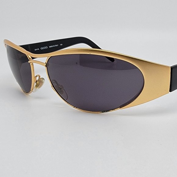 Gucci GG2381/S 032 Gold Black Frame Grey Lens Aviator Sunglasses w/ Case Italy - Picture 3 of 15